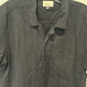 Civil Society Men's Black Linen Blend Button Down Short sleeve Shirt, Size XL
